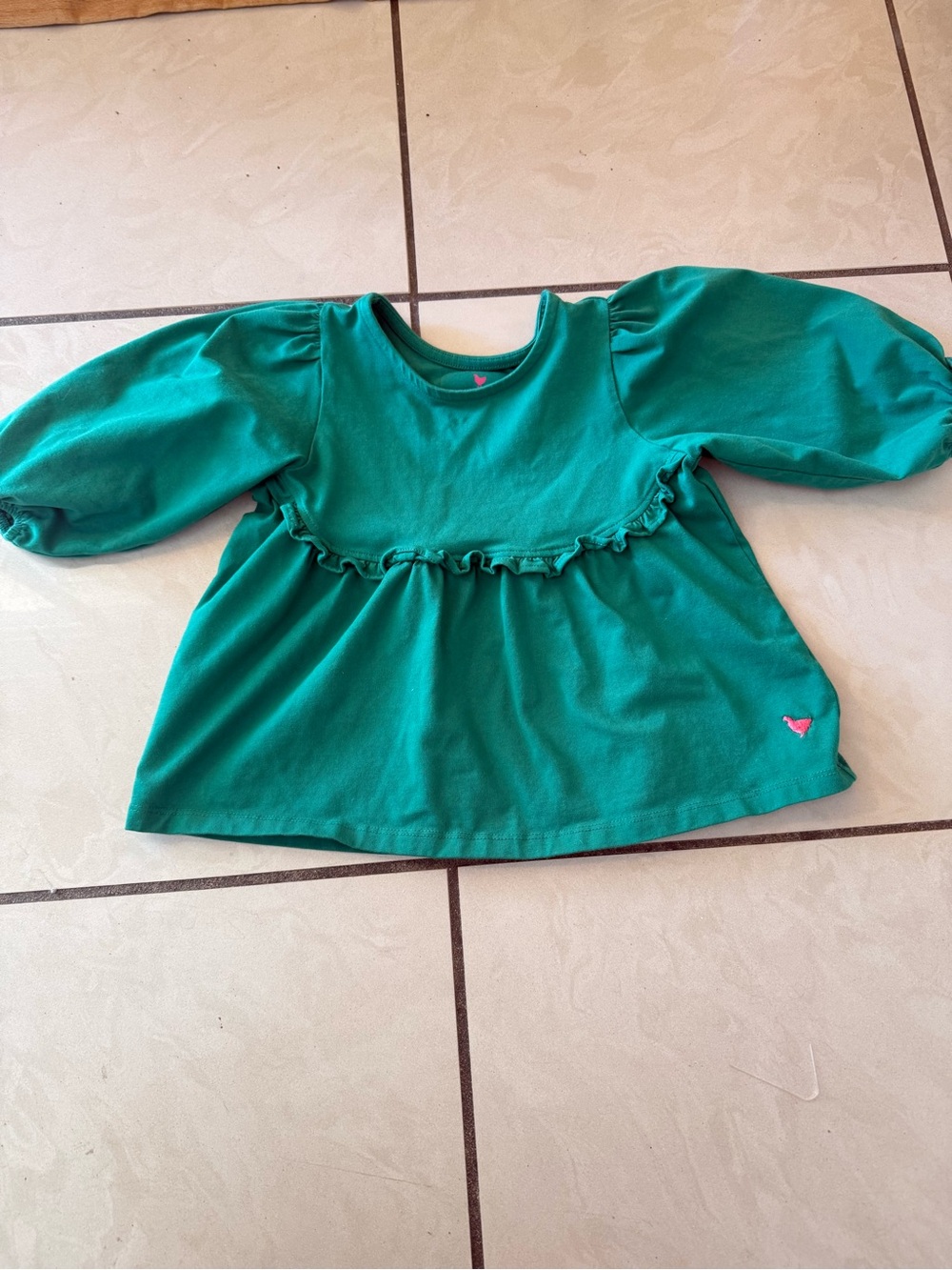 Pink Chicken Emerald Green Ruffle Peplum Top